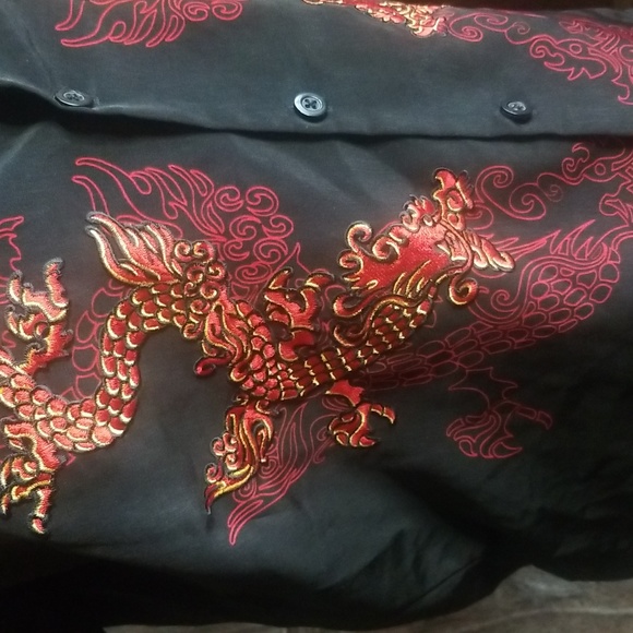 Silver Point-Retro Dragon Button Up Shirt-Size Medium - Picture 2 of 12